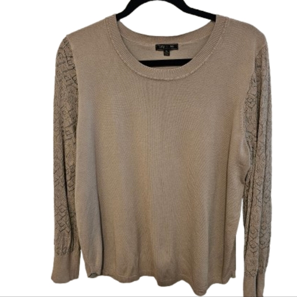Lety & Me Sweater with Open Knit Sleeves - Picture 1 of 6